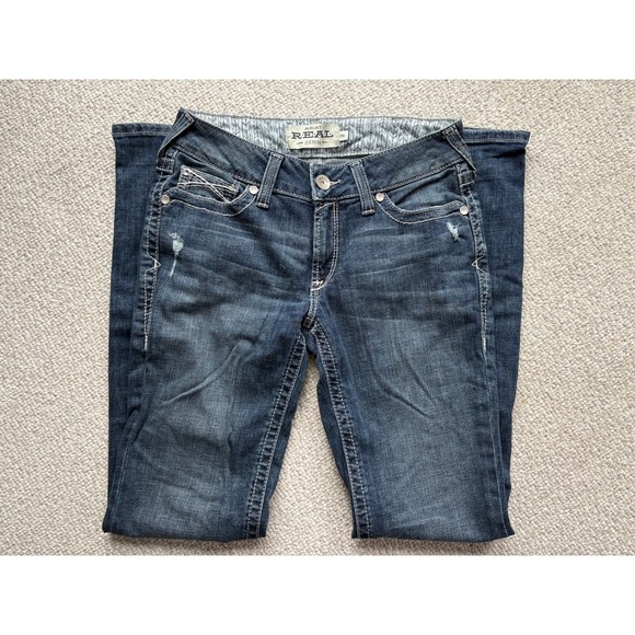 Ariat Women's Size 28R REAL Denim Dark Wash Embellished Pocket Jeans - Picture 1 of 6